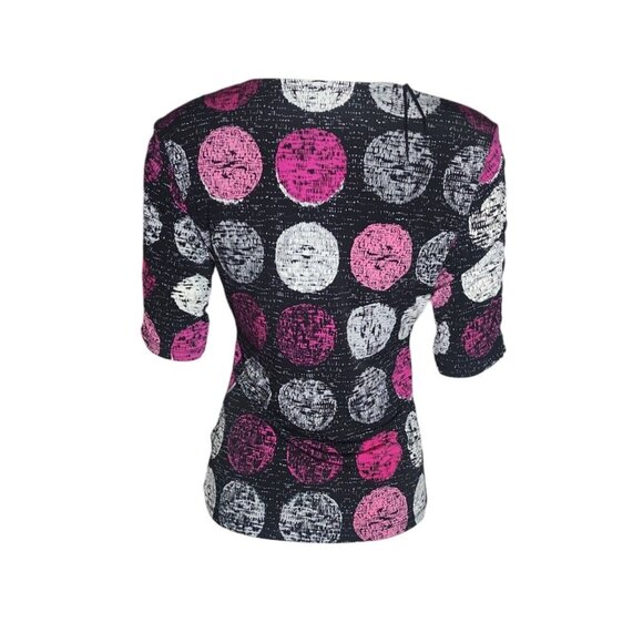 Style & Co Top Womens Size S Small Pink Black Geometric Pullover Surplice - Picture 4 of 6